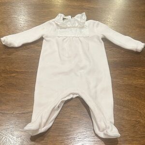 Gucci White Ruffle Collar Footed One-Piece
